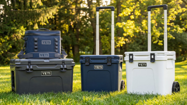 Picture of various Yeti brand coolers that we are giving away!