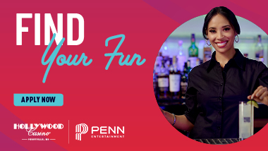 Find Your Fun - Apply Now with an image of a Bartender