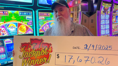 A picture of a guest who won a jackpot