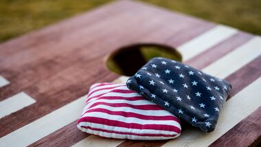 American Flag patterned cornhole game.
