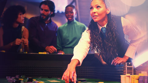 woman dealing at a table